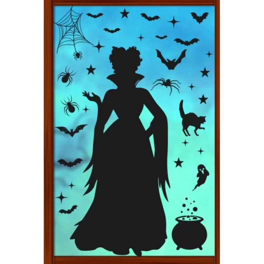 Hocus Pocus Decorations Halloween Window Clings 8 Sheets 91 PCS Double-Sided Spo
